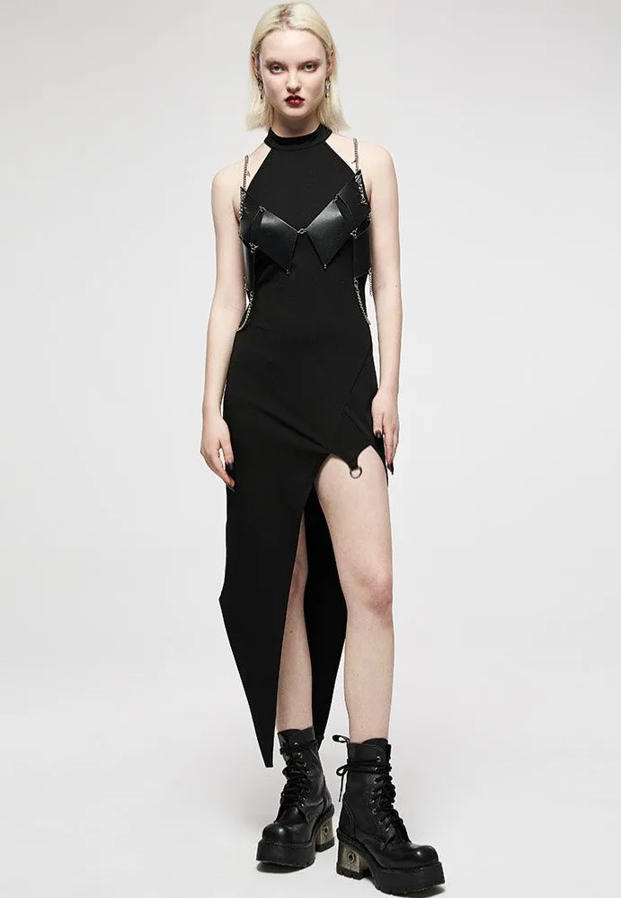 Punk Rave - Pagan Heart Halterneck With Garter Black Print - Dress