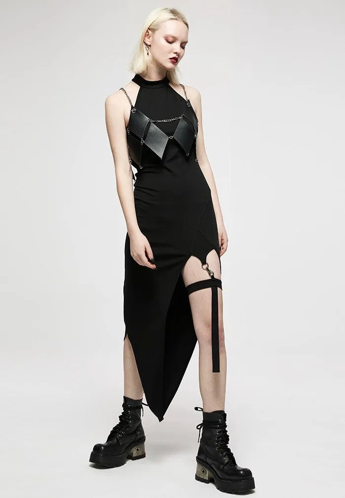 Punk Rave - Pagan Heart Halterneck With Garter Black Print - Dress