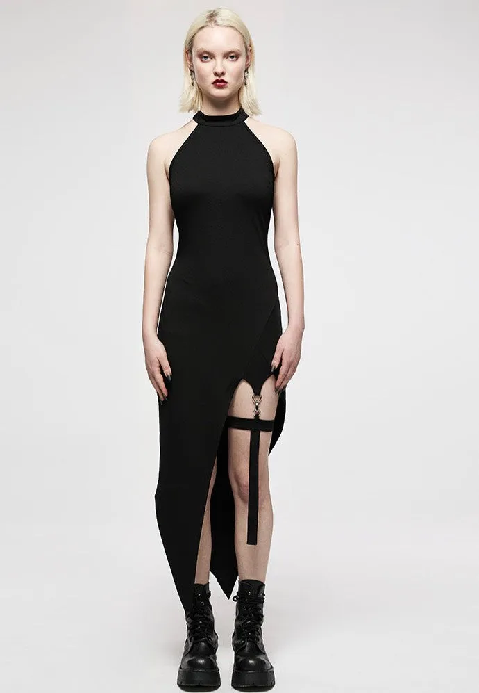 Punk Rave - Pagan Heart Halterneck With Garter Black Print - Dress