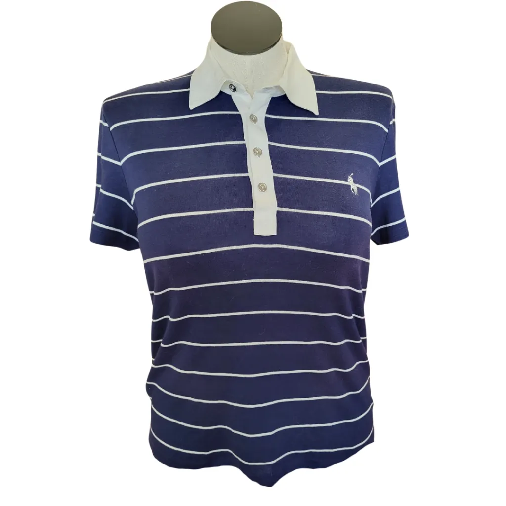 Ralph Lauren Golf Women's Navy & White Striped w/ Logo Size XL