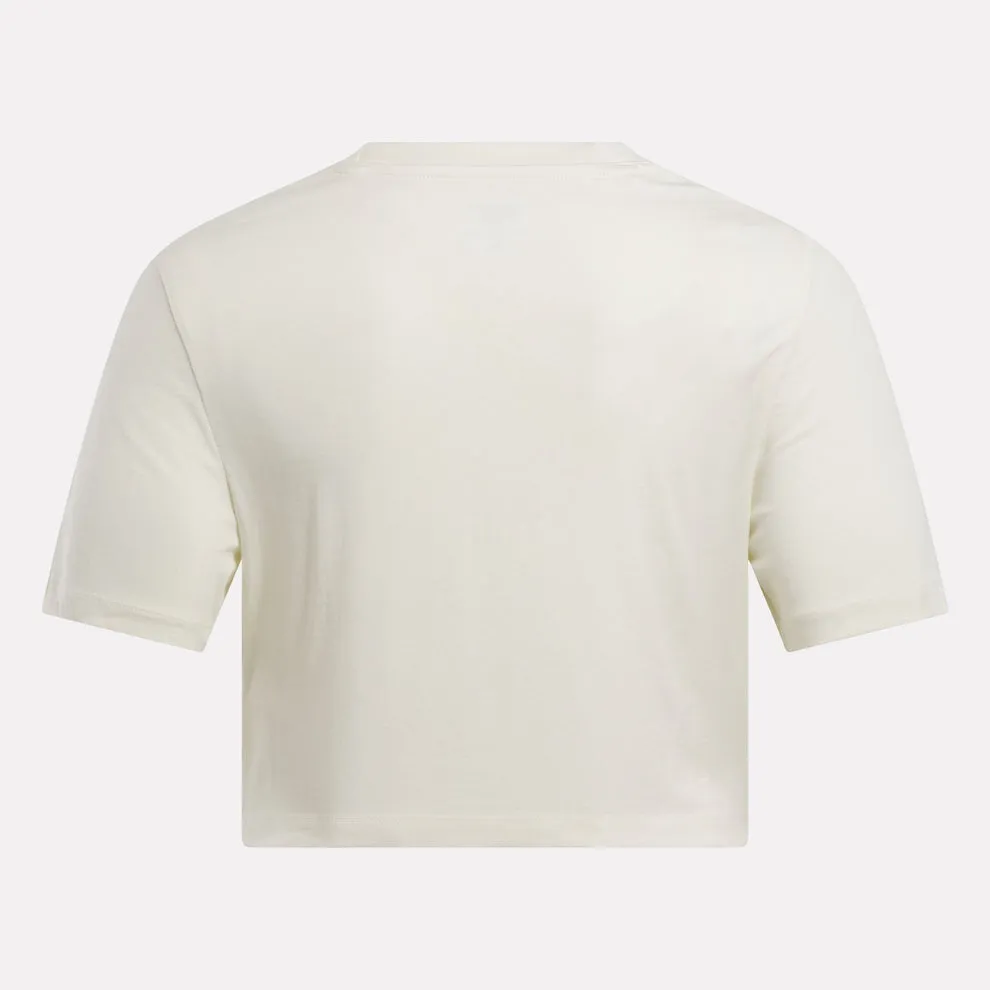 REEBOK WOMEN'S IDENTITY BIG LOGO CROP CHALK WHITE TEE