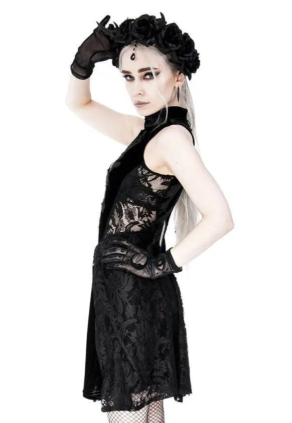 Restyle - High Neck Gothic Lace With A Crescent Black - Dress