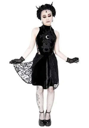 Restyle - High Neck Gothic Lace With A Crescent Black - Dress