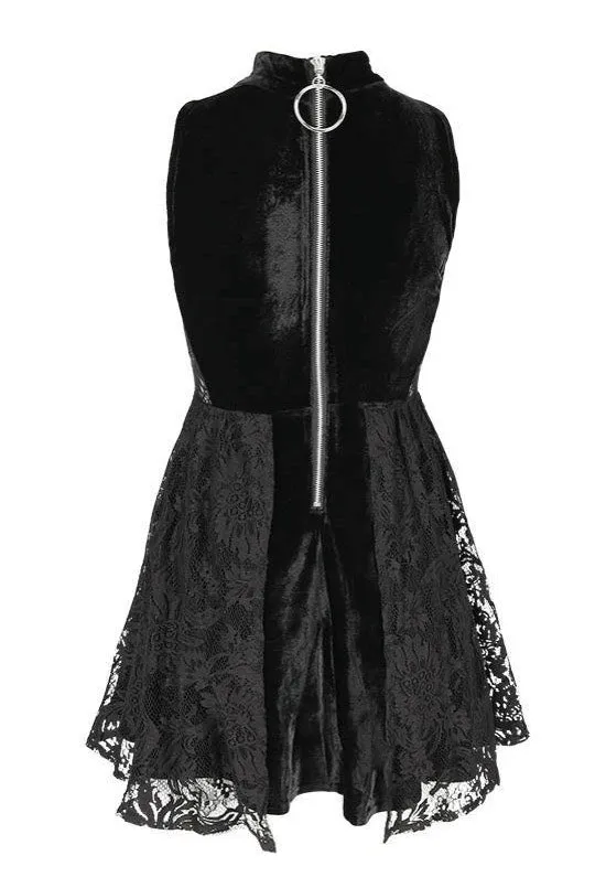 Restyle - High Neck Gothic Lace With A Crescent Black - Dress