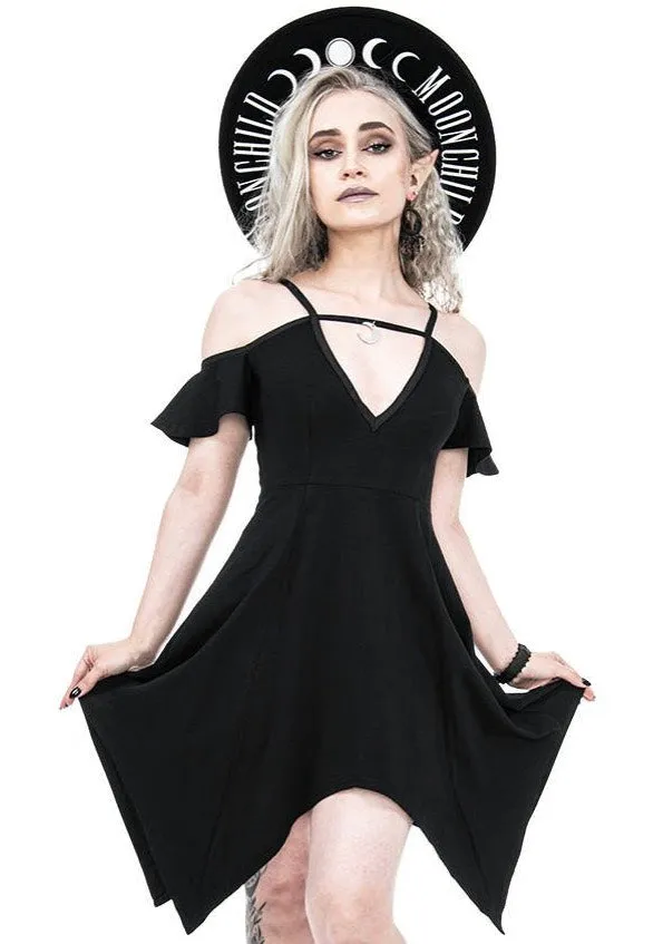 Restyle - Moon Keyhole Tunic Black Jersey Black - Dress
