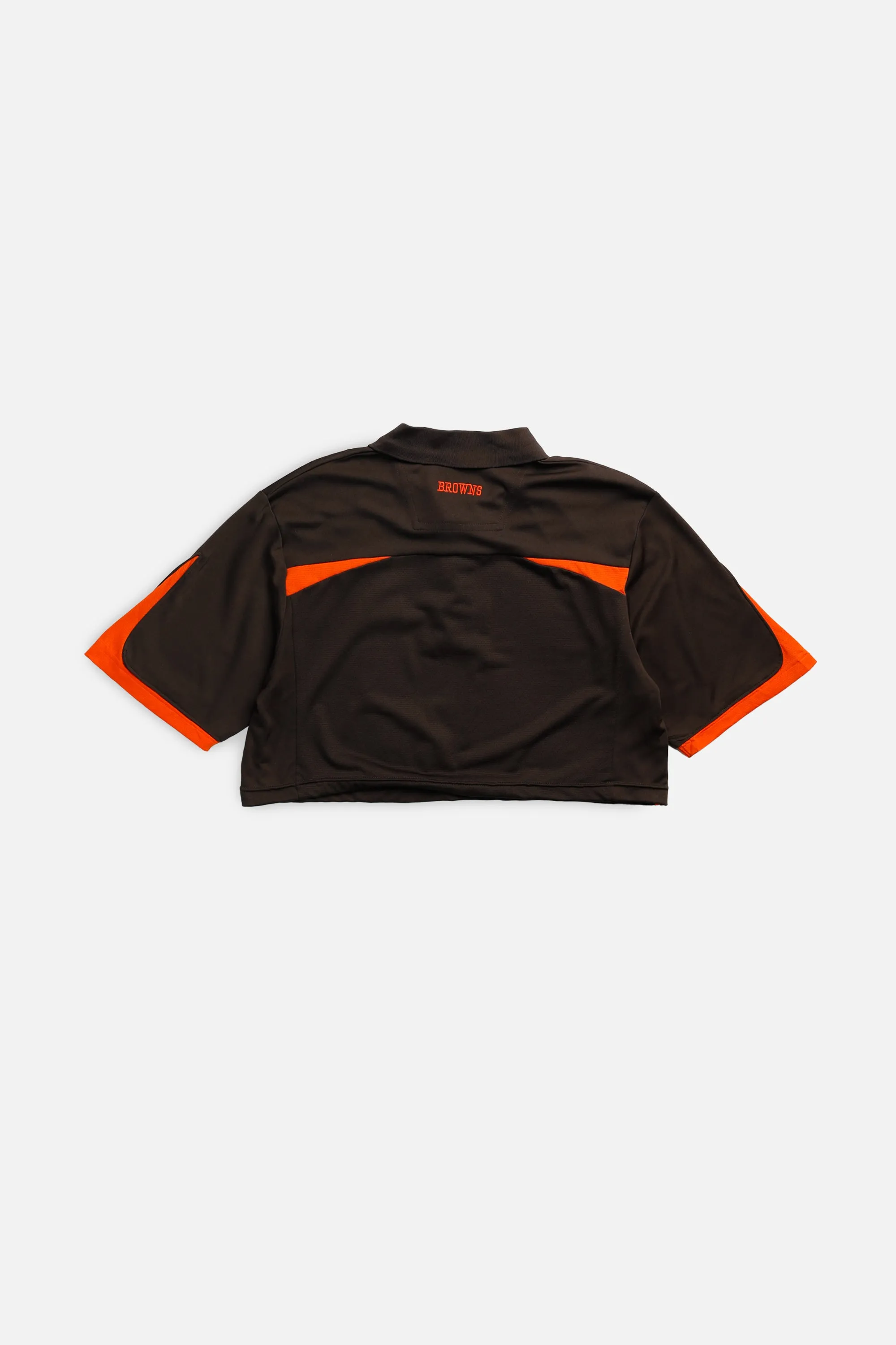 Rework Cleveland Browns NFL Crop Collared Tee - L Frankie