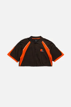Rework Cleveland Browns NFL Crop Collared Tee - L Frankie