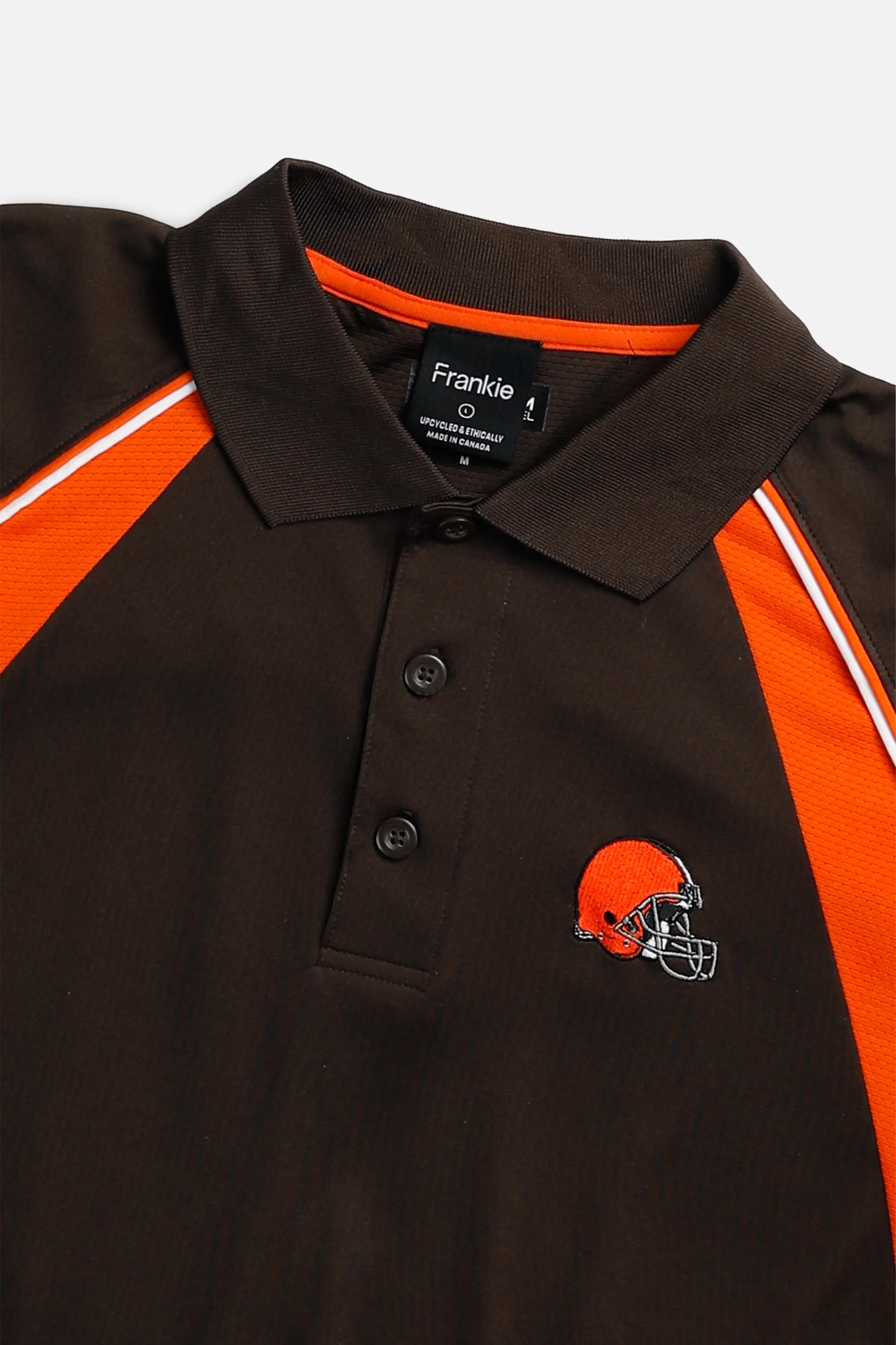 Rework Cleveland Browns NFL Crop Collared Tee - L Frankie