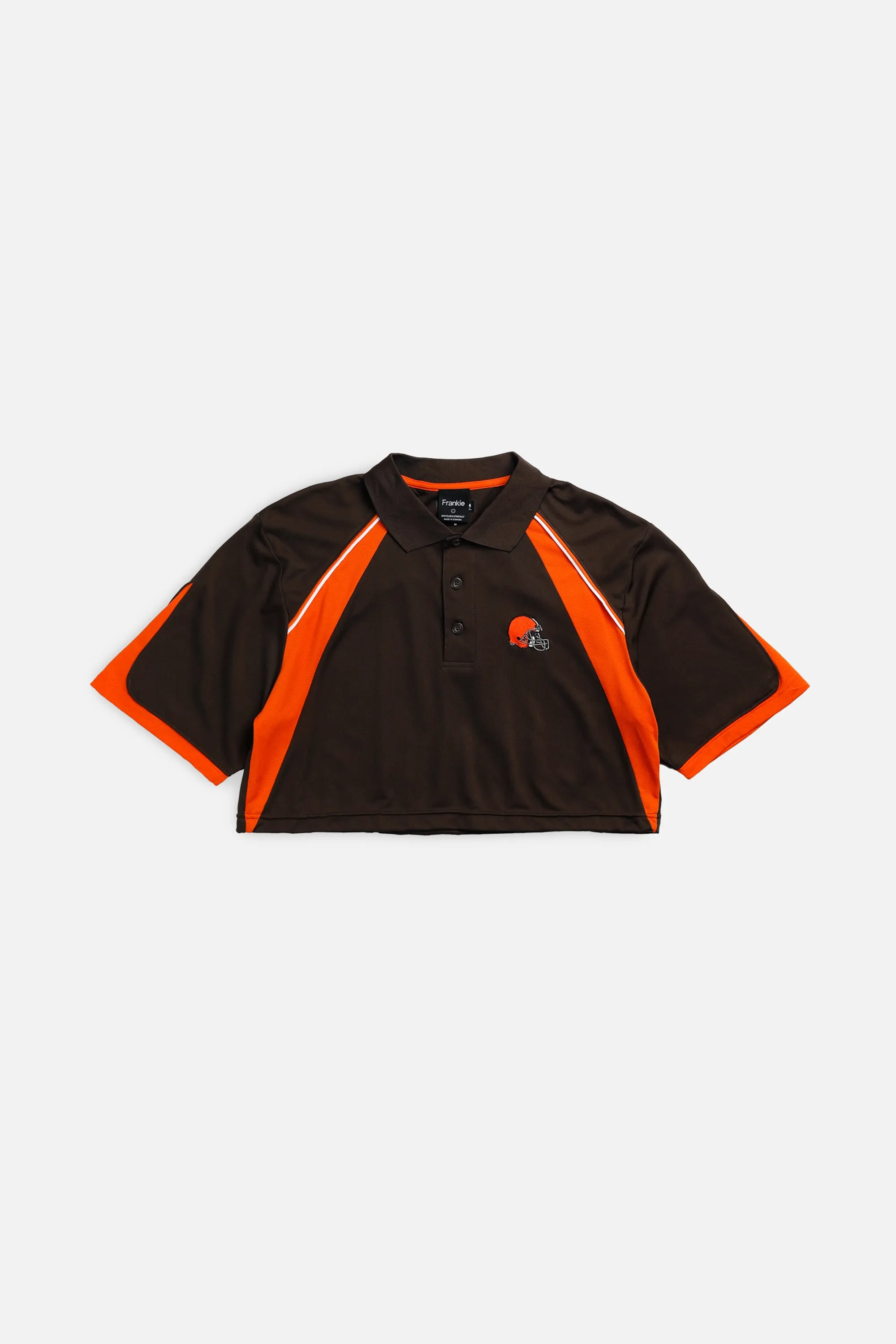 Rework Cleveland Browns NFL Crop Collared Tee - L Frankie