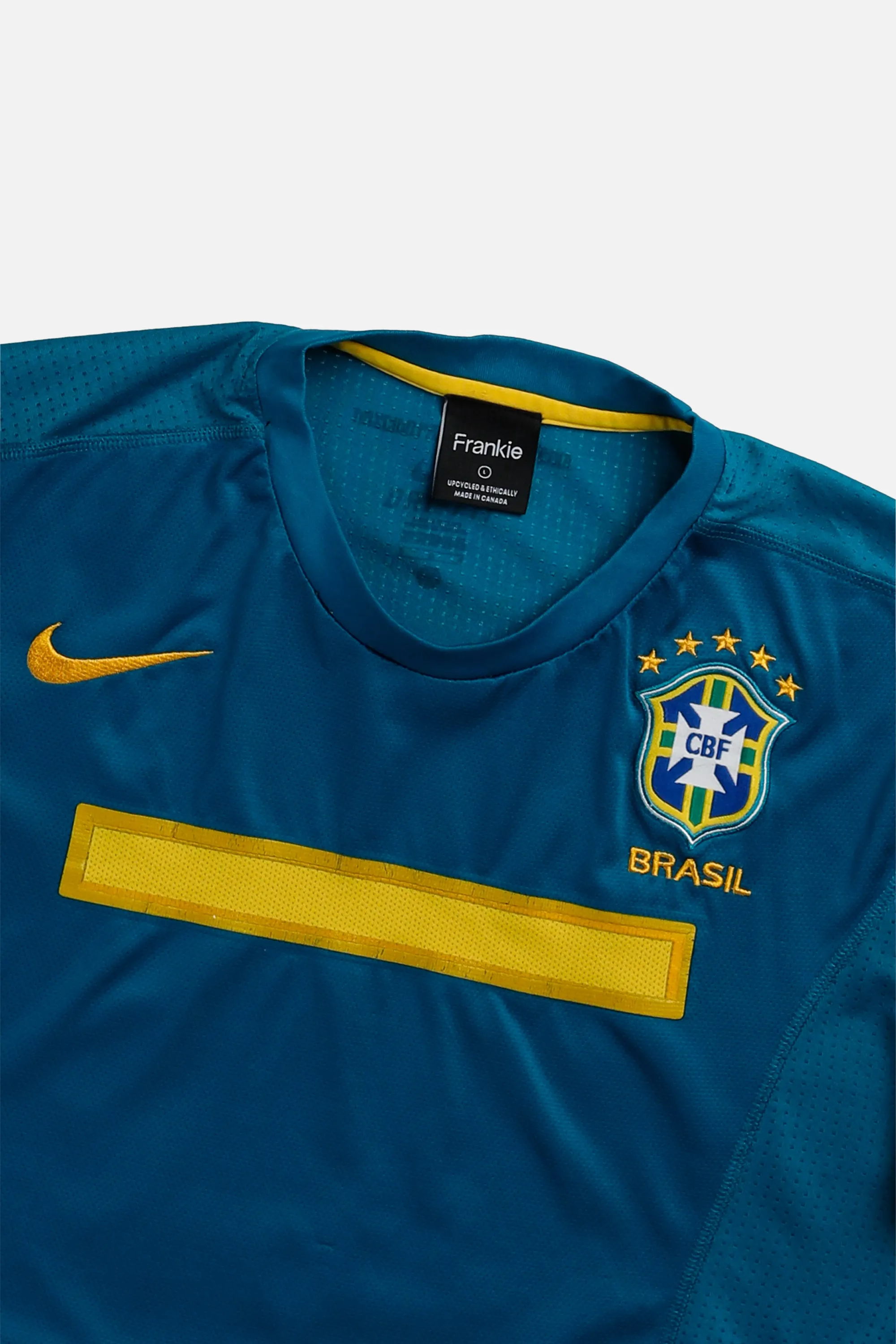 Rework Crop Brazil Soccer Jersey - L Frankie