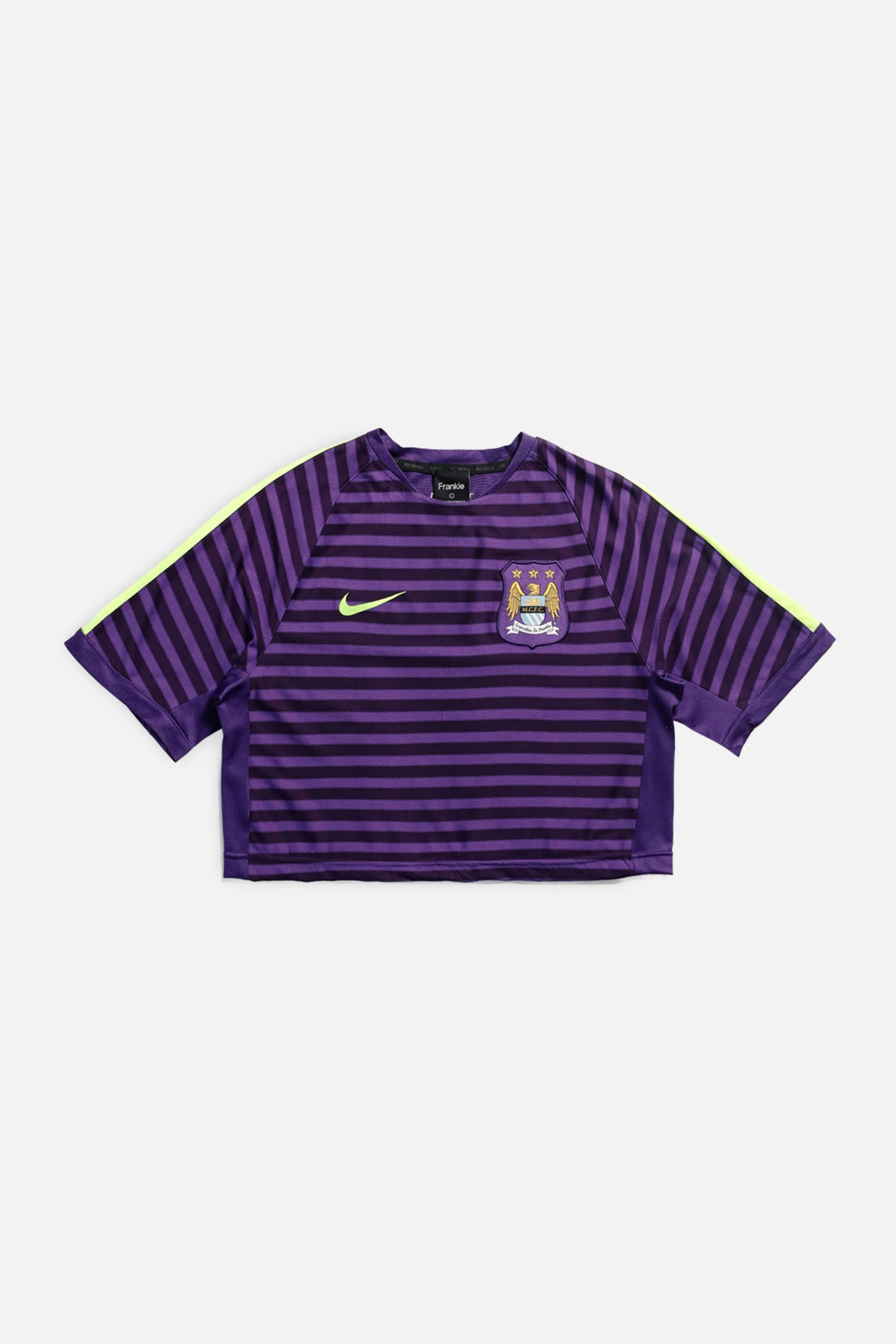 Rework Crop Manchester City Soccer Jersey - L Frankie