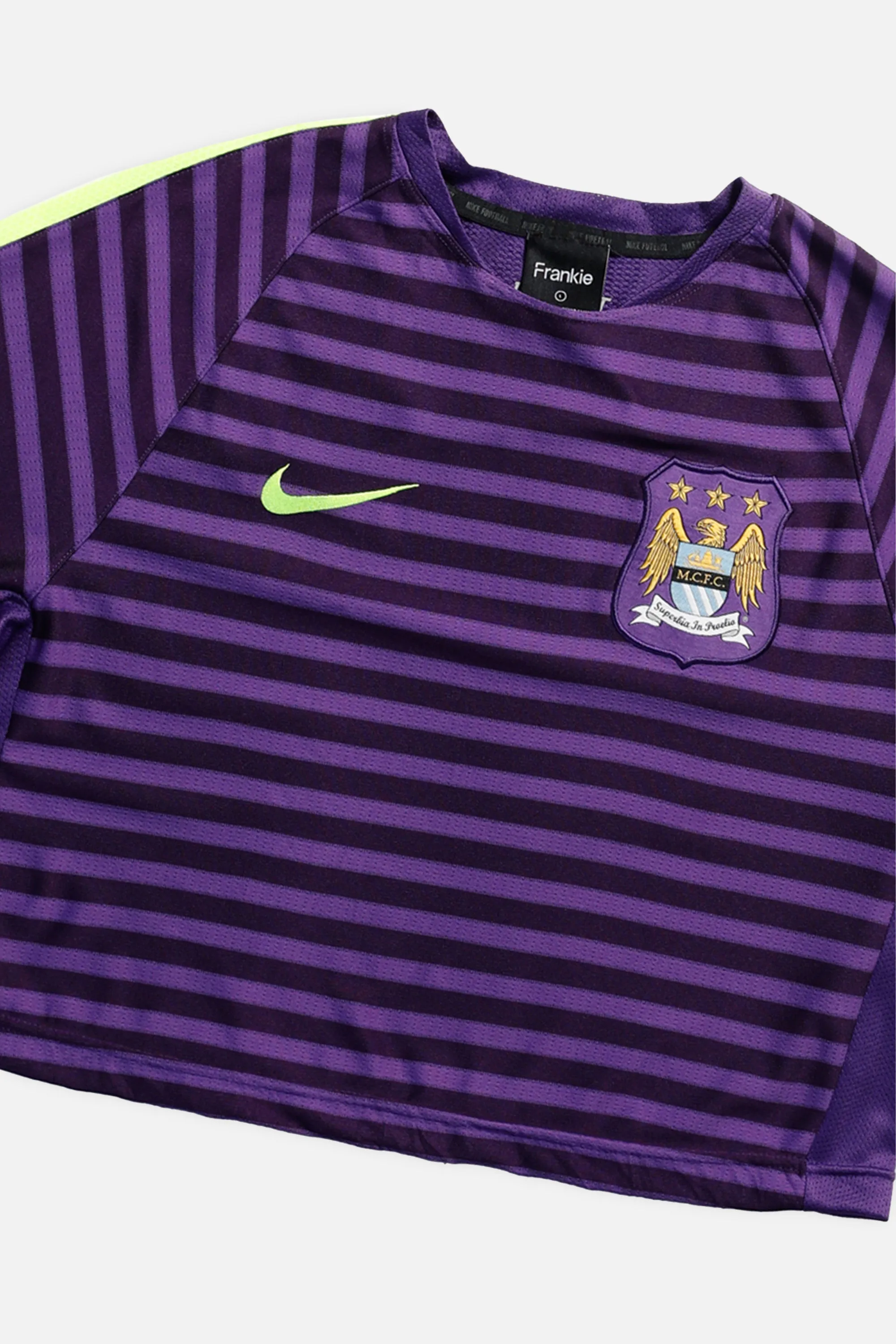 Rework Crop Manchester City Soccer Jersey - L Frankie