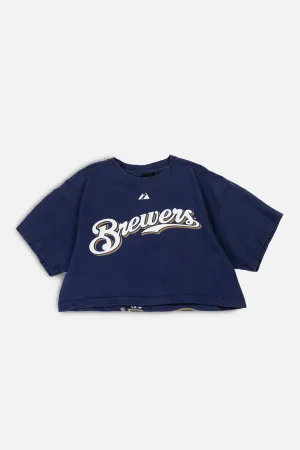 Rework Milwaukee Brewers MLB Crop Tee - S Frankie
