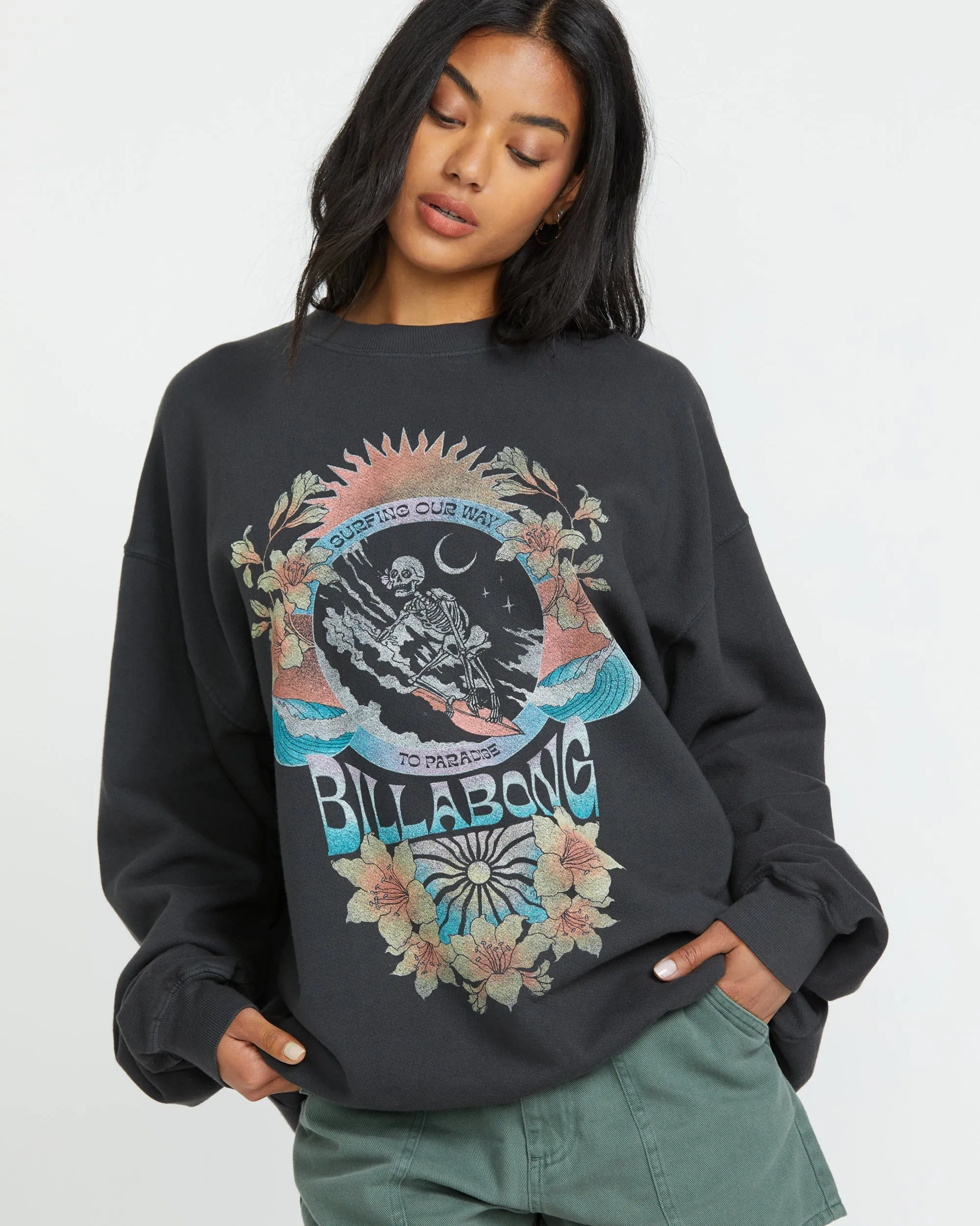 Ride In Crew Sweatshirt - Black Sands Billabong