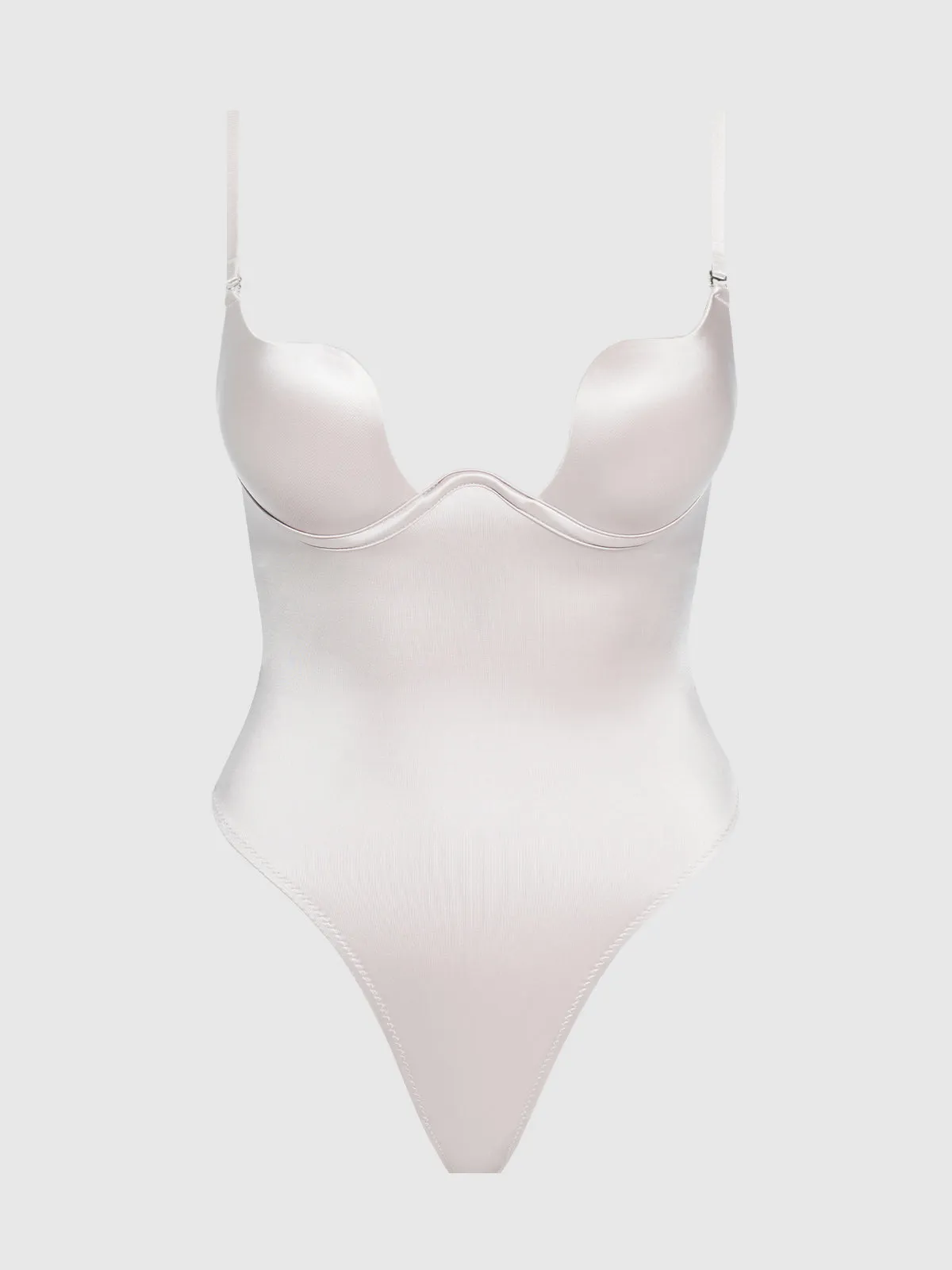 Rising Star Plunge Push Up Bodysuit in Liquid Satin by Frederick's of Hollywood