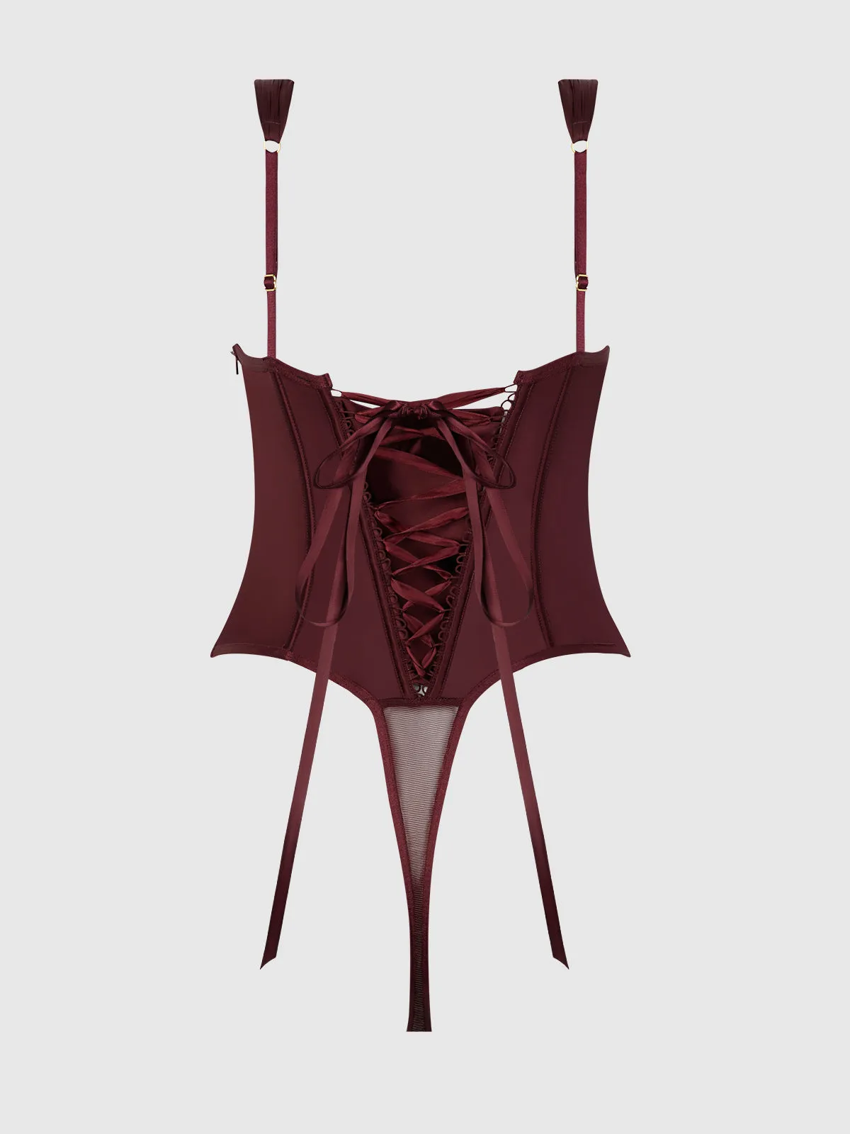 Rising Star Plunge Push Up Corseted Teddy in Petra Satin by Frederick's of Hollywood