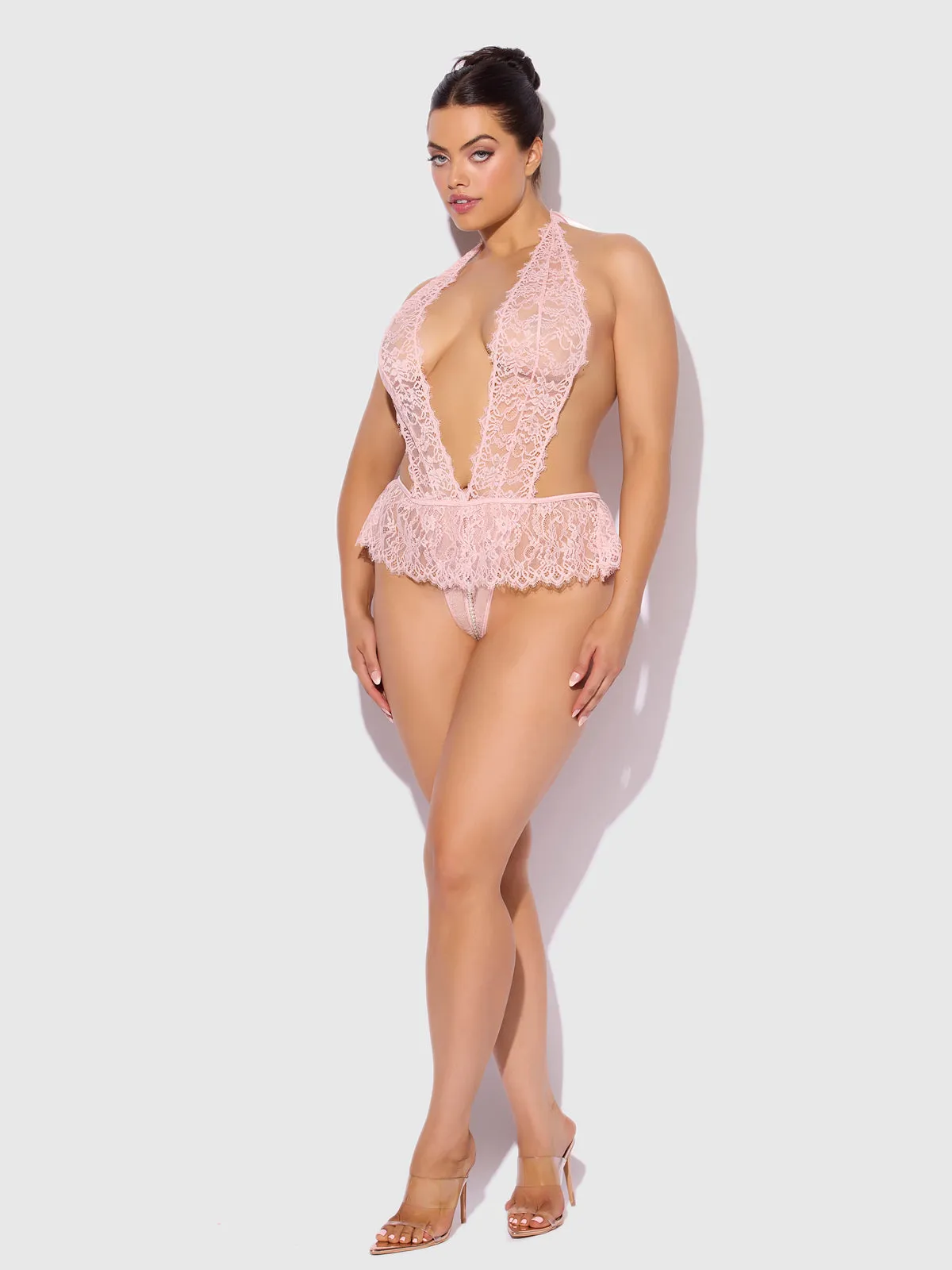 Rosalind Lace Crotchless & Pearl Teddy by Frederick's of Hollywood