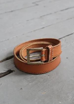 seed stitch honey leather belt 1919 Vintage