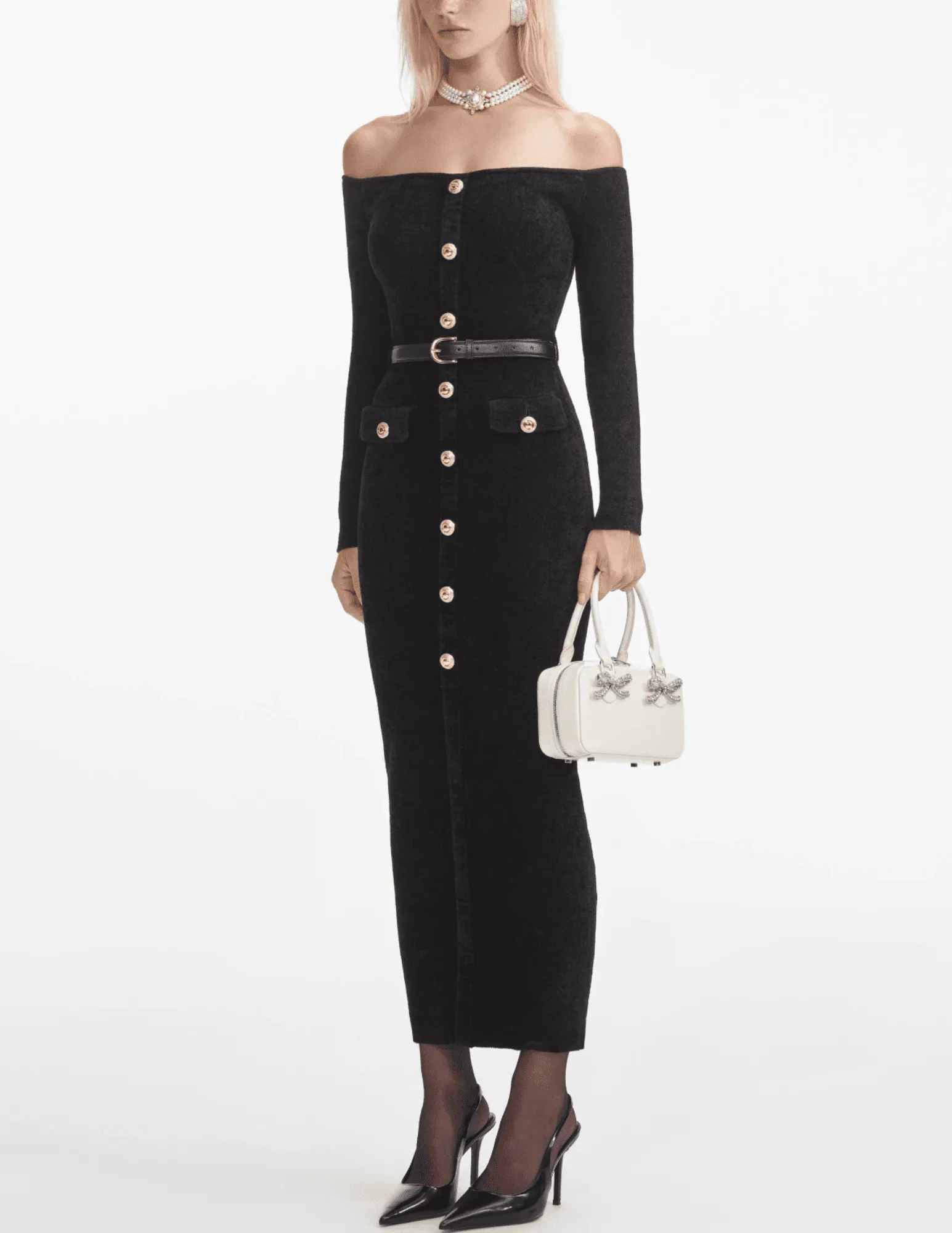 Self-Portrait Chenille Knit Midi Dress