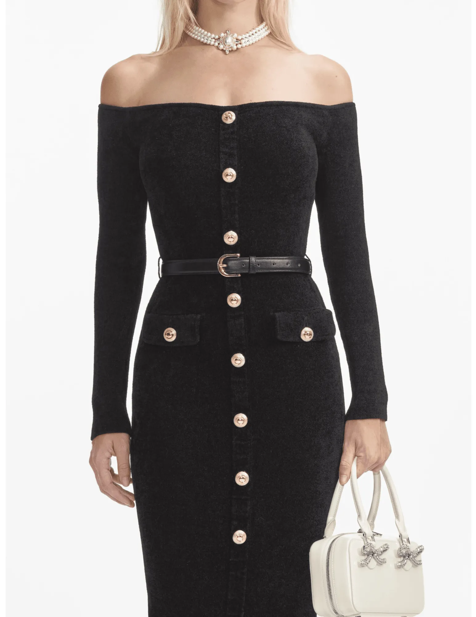 Self-Portrait Chenille Knit Midi Dress