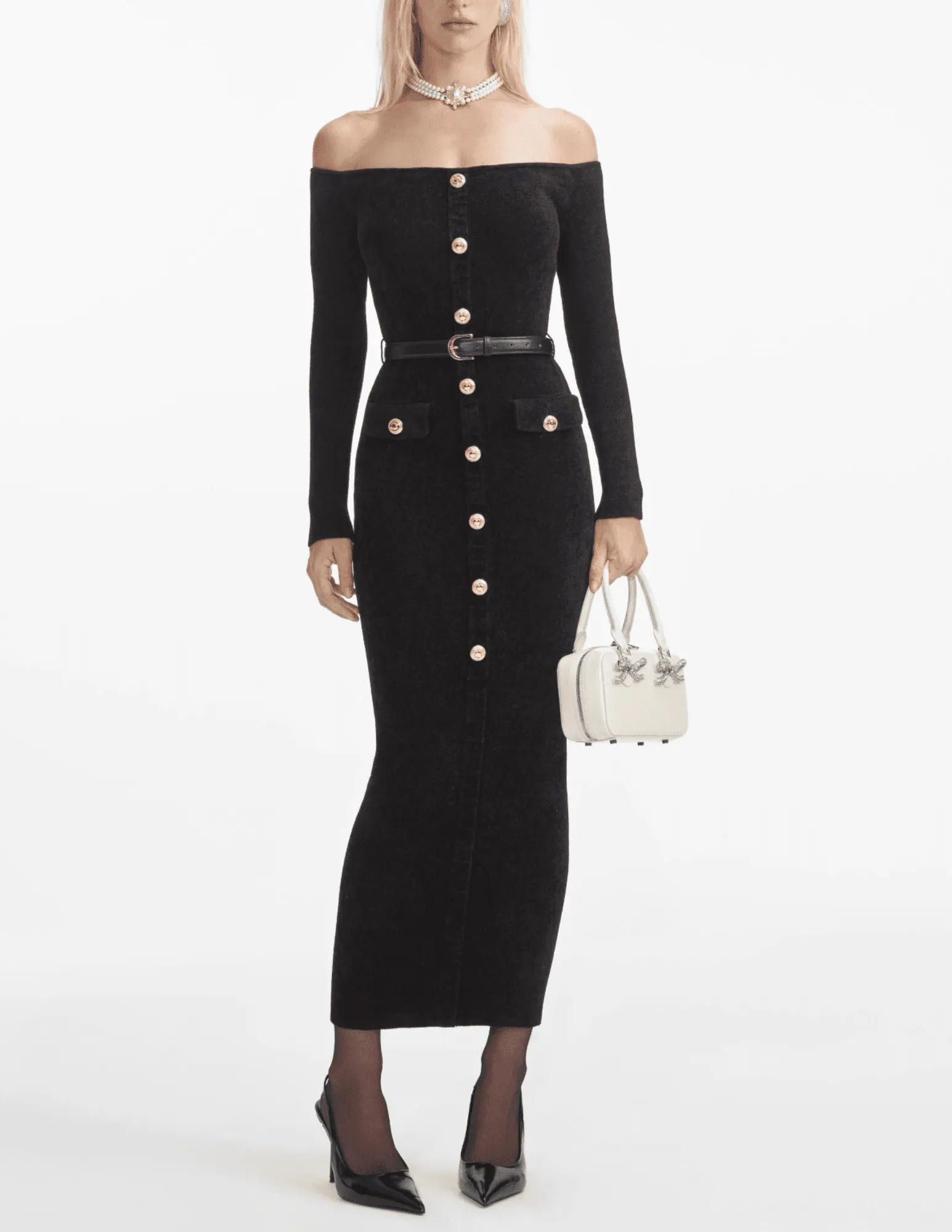 Self-Portrait Chenille Knit Midi Dress