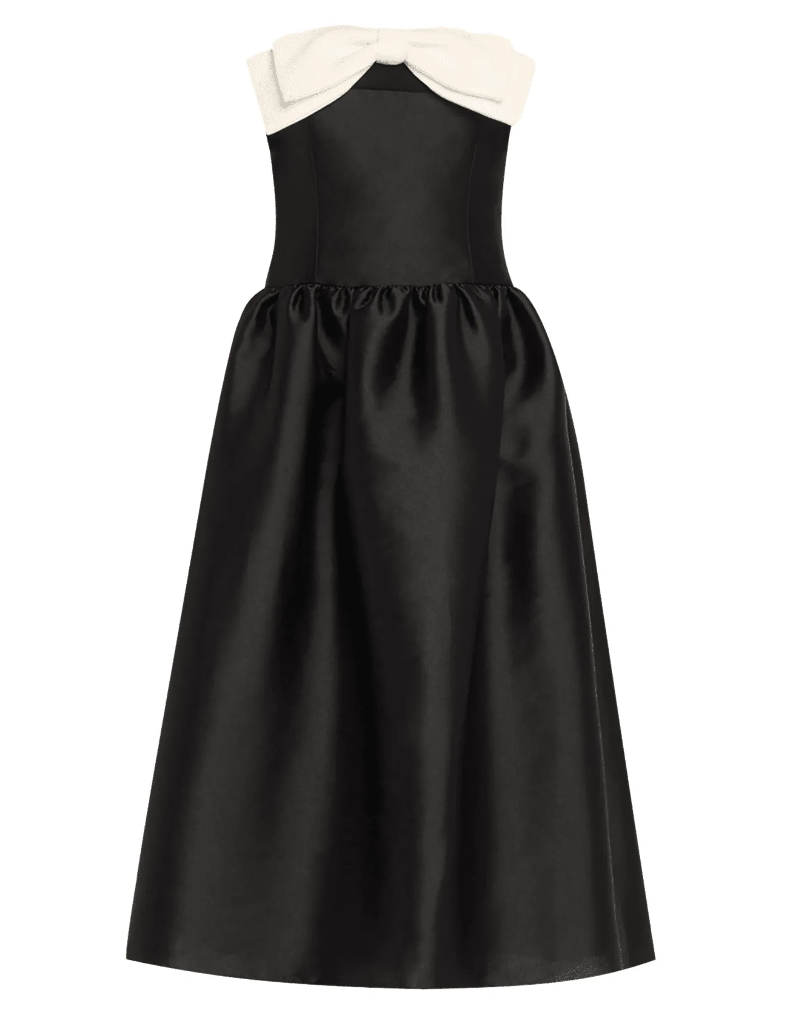 Self-Portrait Taffeta Contrast Bow Midi Dress
