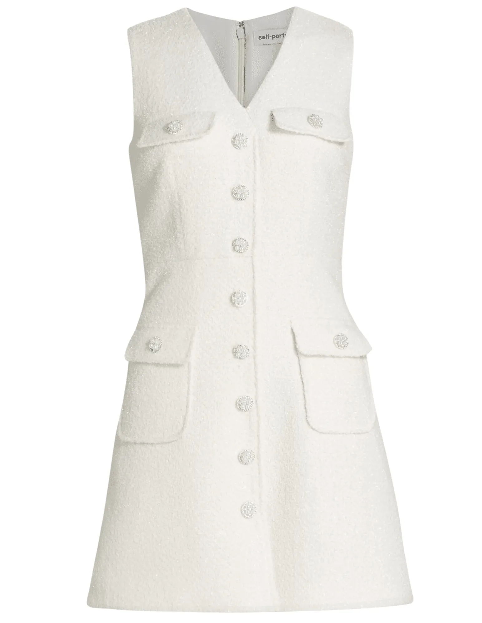 Self-Portrait Tinsel Boucle Buttoned Mini Dress