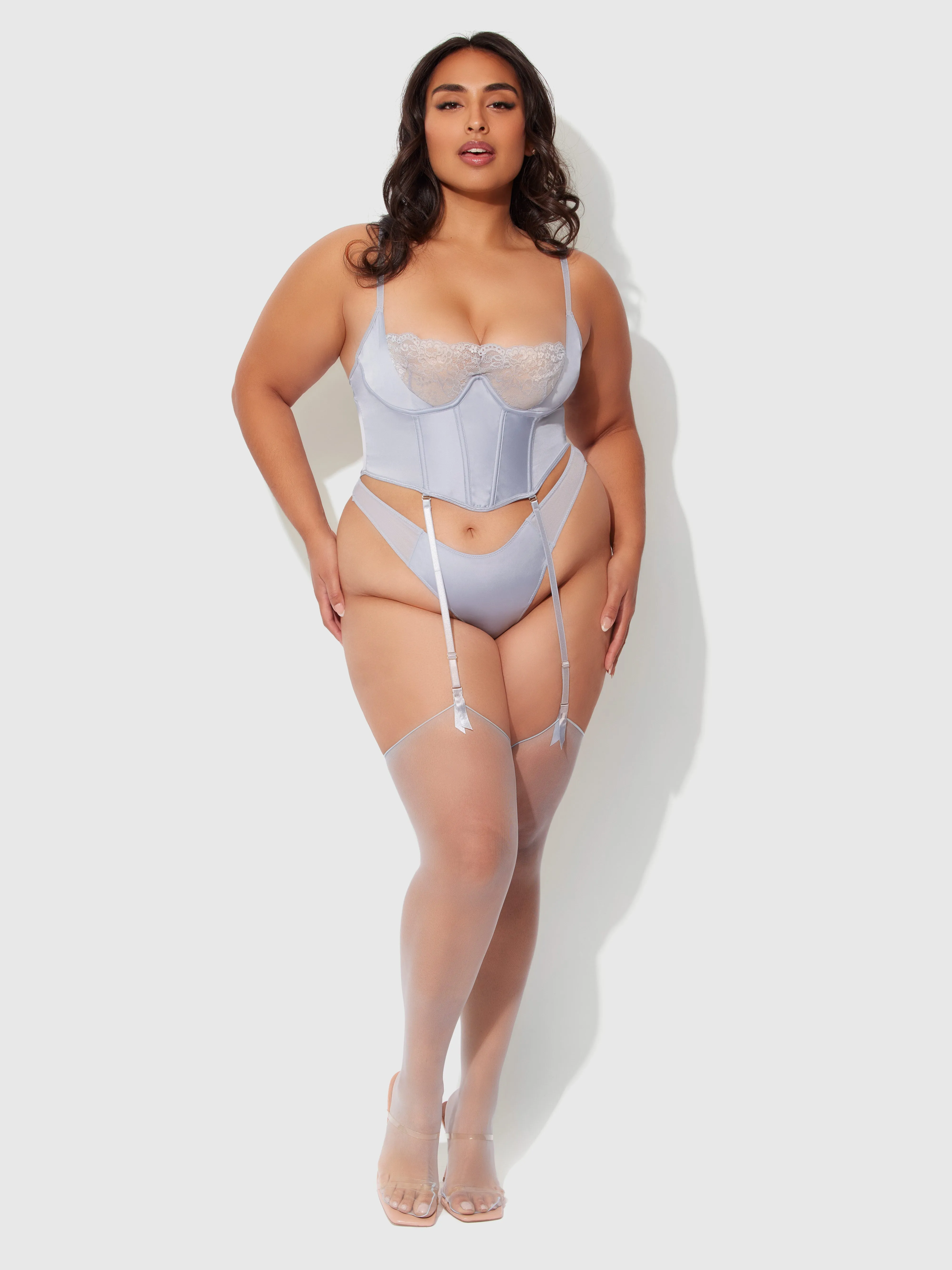 Serenity Lace & Satin Underwire Unlined Bustier by Frederick's of Hollywood