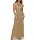 Shirred Halter Gown With Waistband Gold