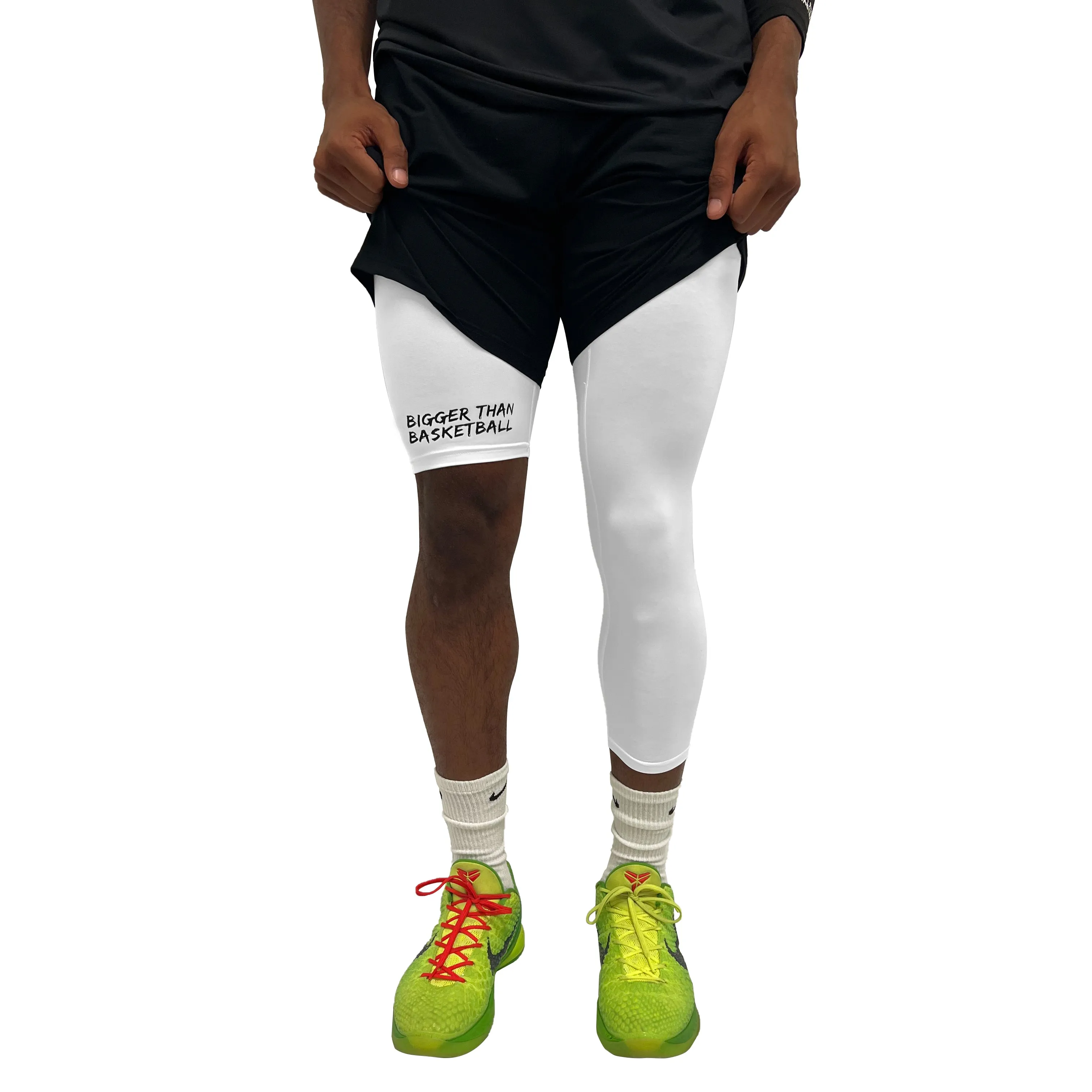 Single-Leg Performance Tights - Left - White Bigger Than Basketball