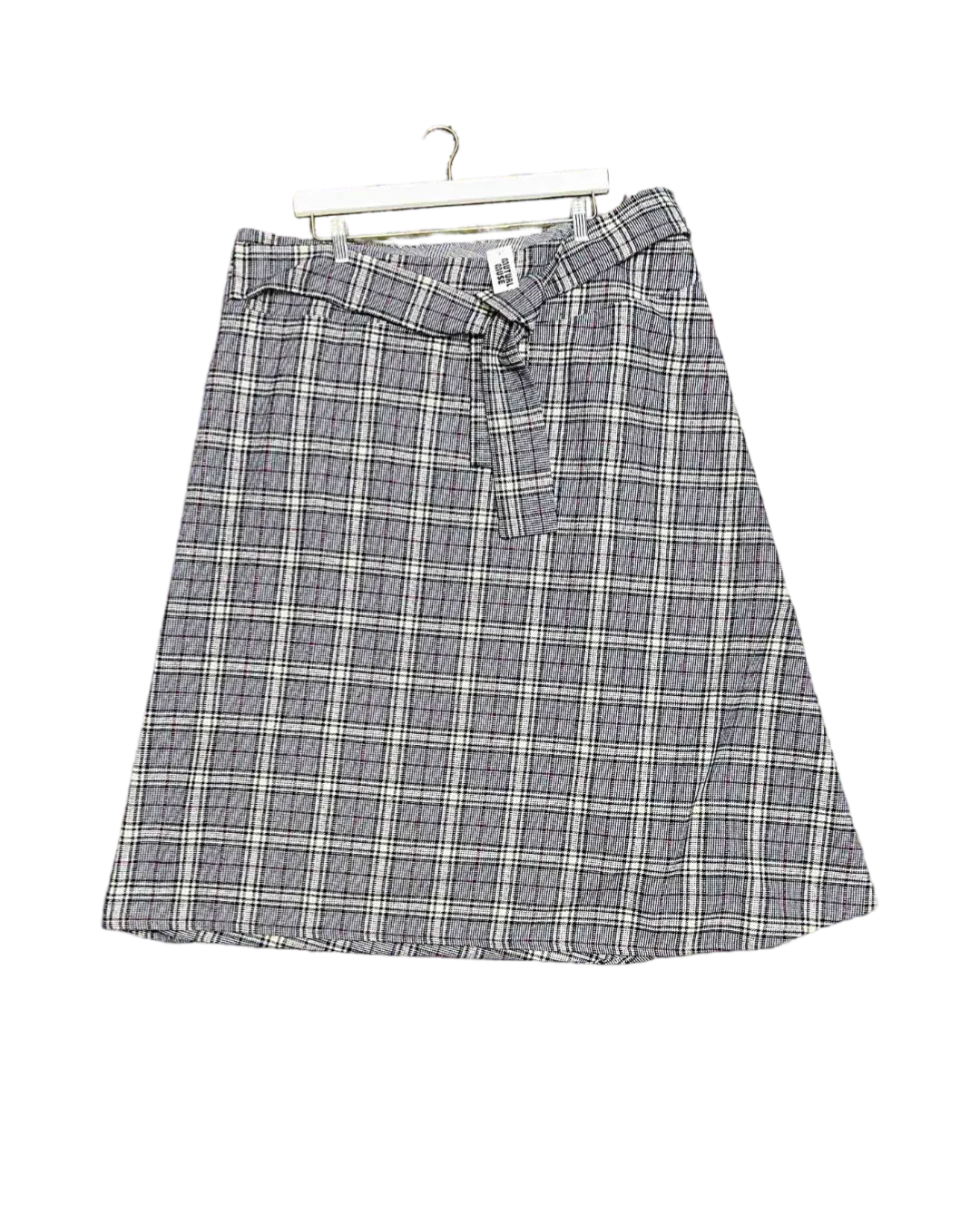 Size L | Honest Studios Blue Tartan Wool-feel Belted Midi Skirt
