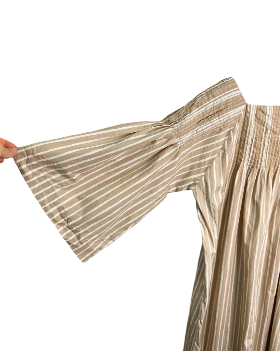Size S | Marimekko Beige and White Cotton Vaisto Piccolo Maxi Dress