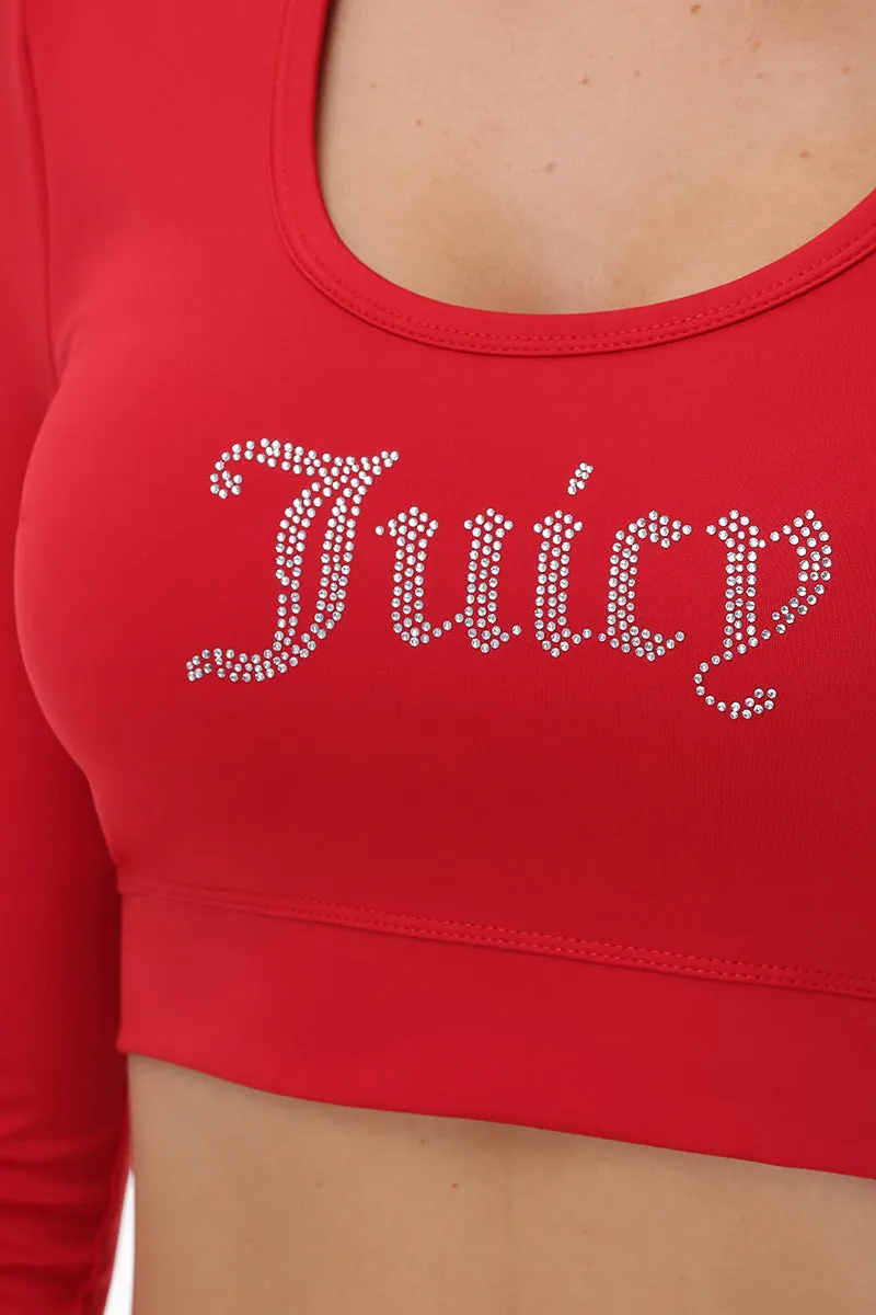 Small Bling Knit Cropped Long Sleeve Baby Tee by Juicy Couture