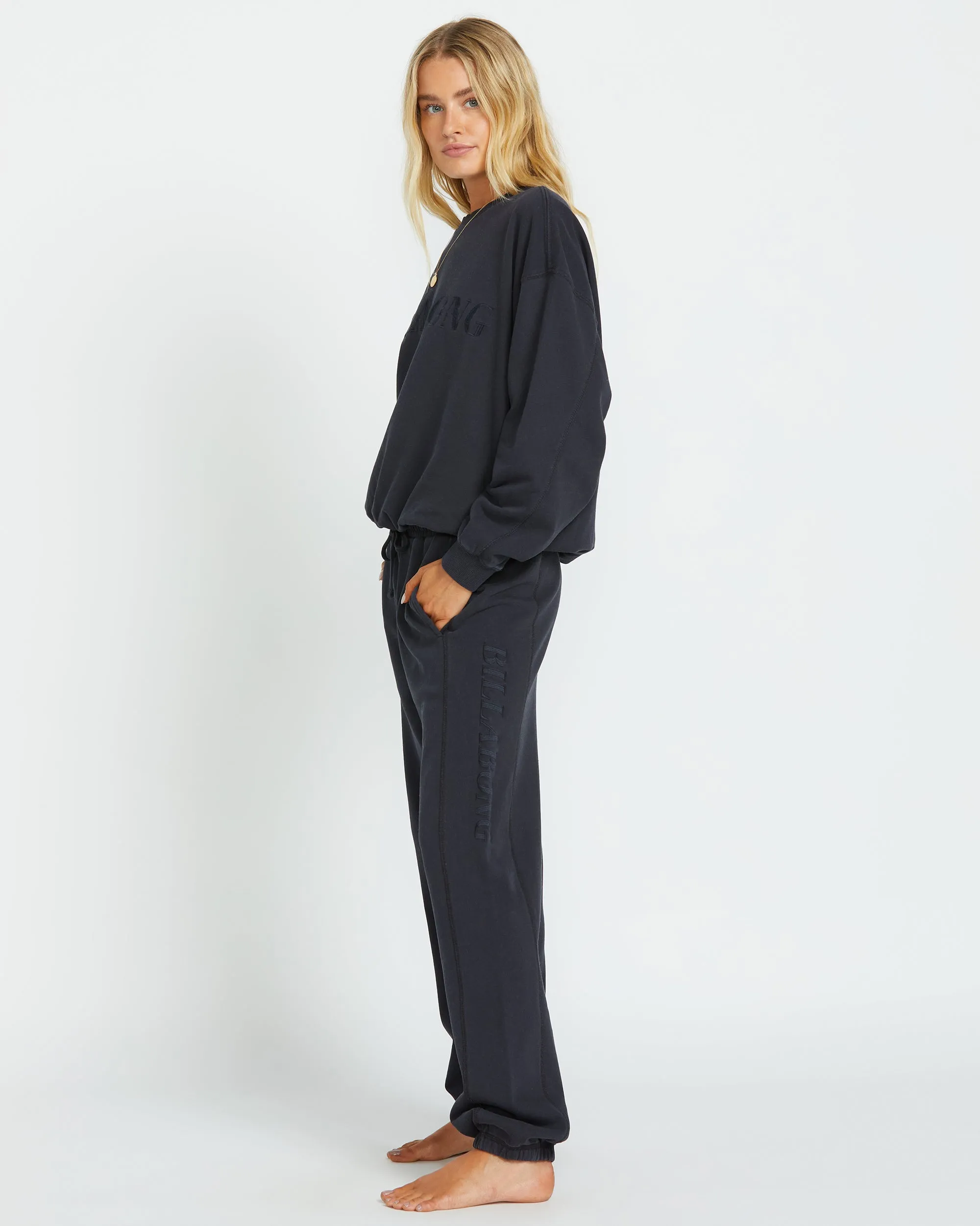So Typical Elastic Waist Pants - Black Pebble Billabong