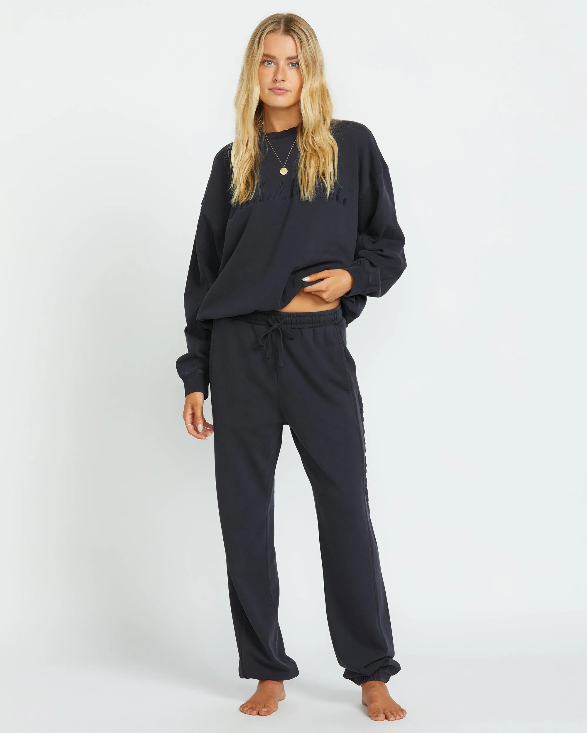 So Typical Elastic Waist Pants - Black Pebble Billabong