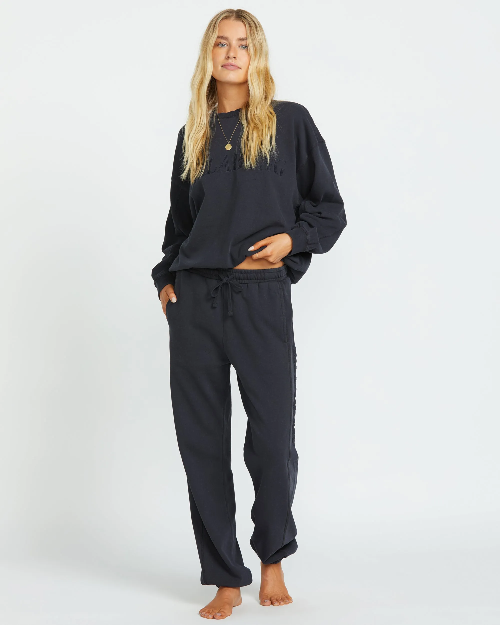 So Typical Elastic Waist Pants - Black Pebble Billabong