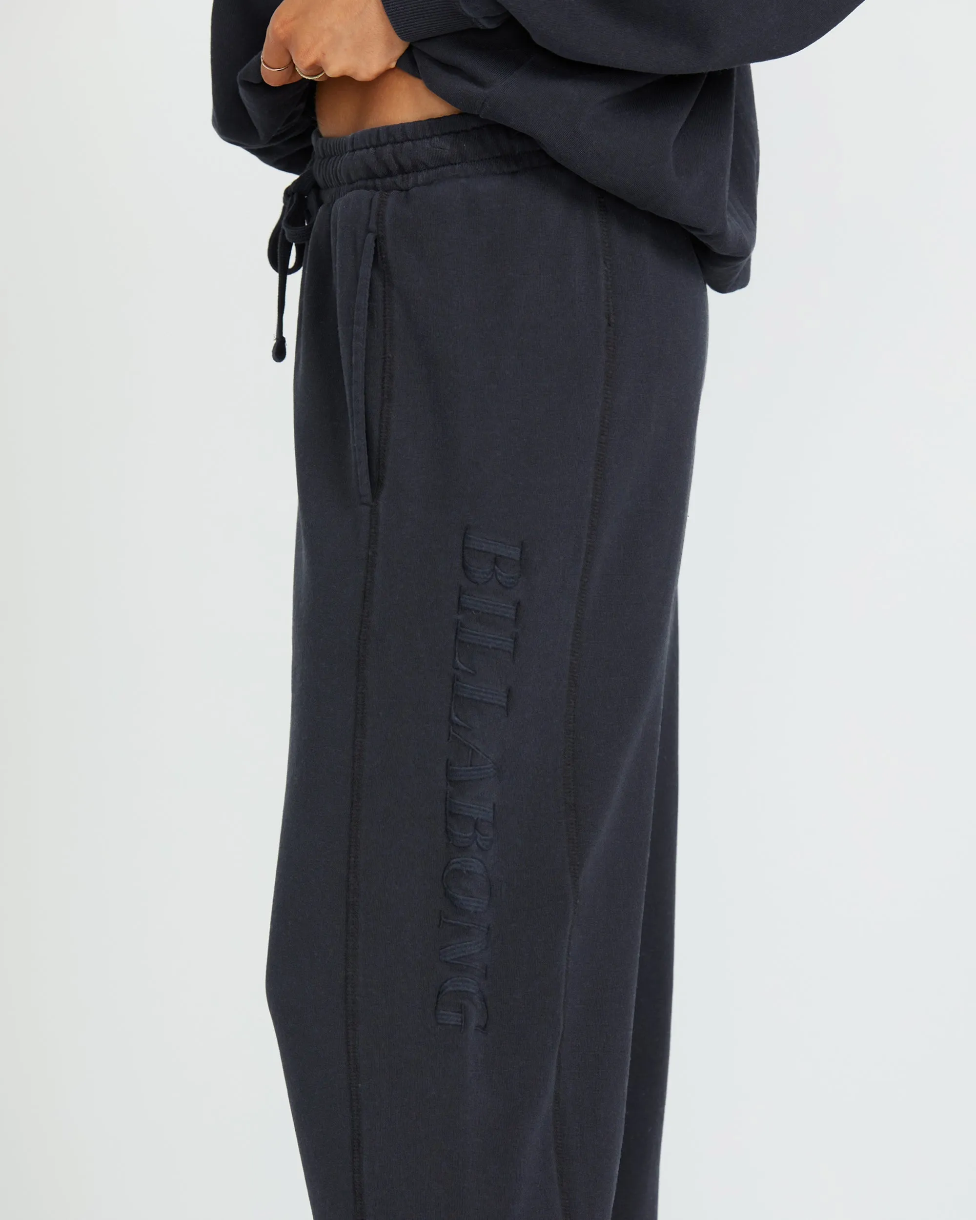 So Typical Elastic Waist Pants - Black Pebble Billabong