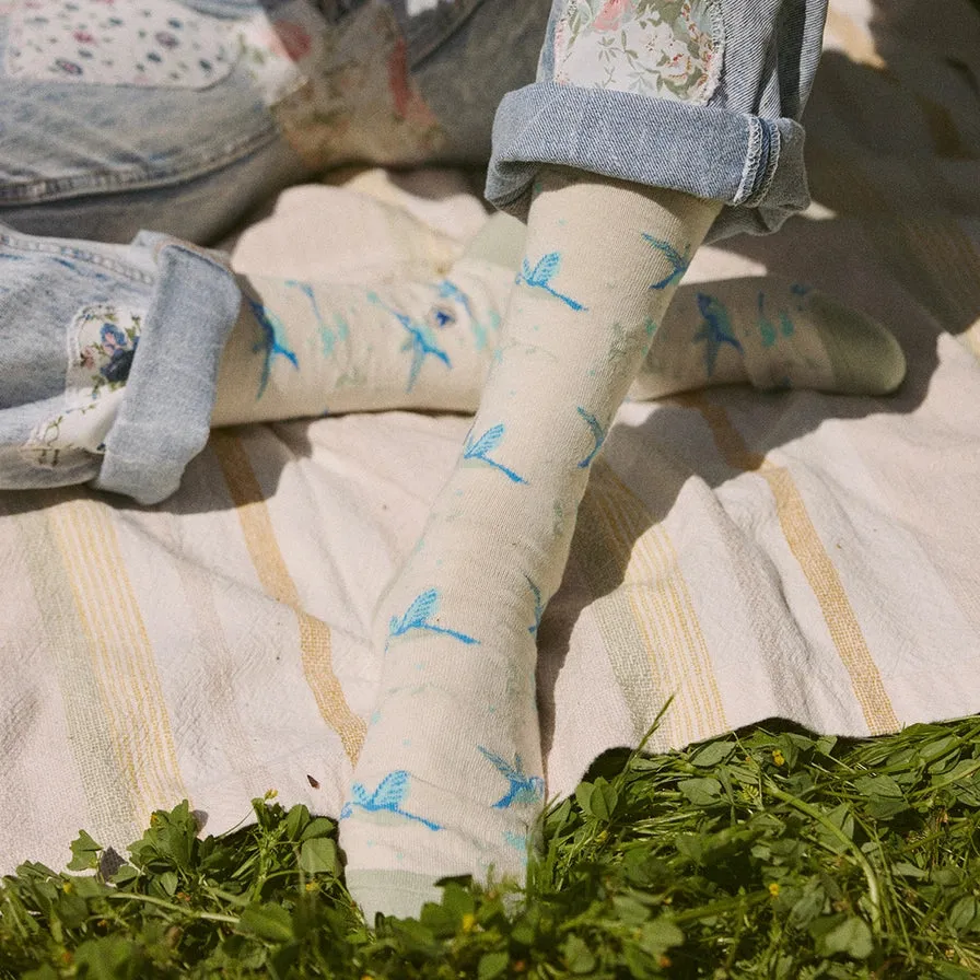 Socks That Protect Pollinators - Beige Hummingbirds