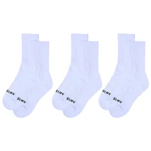 Solid Mid Sock Bundle in White (3-Pack) Ballislife