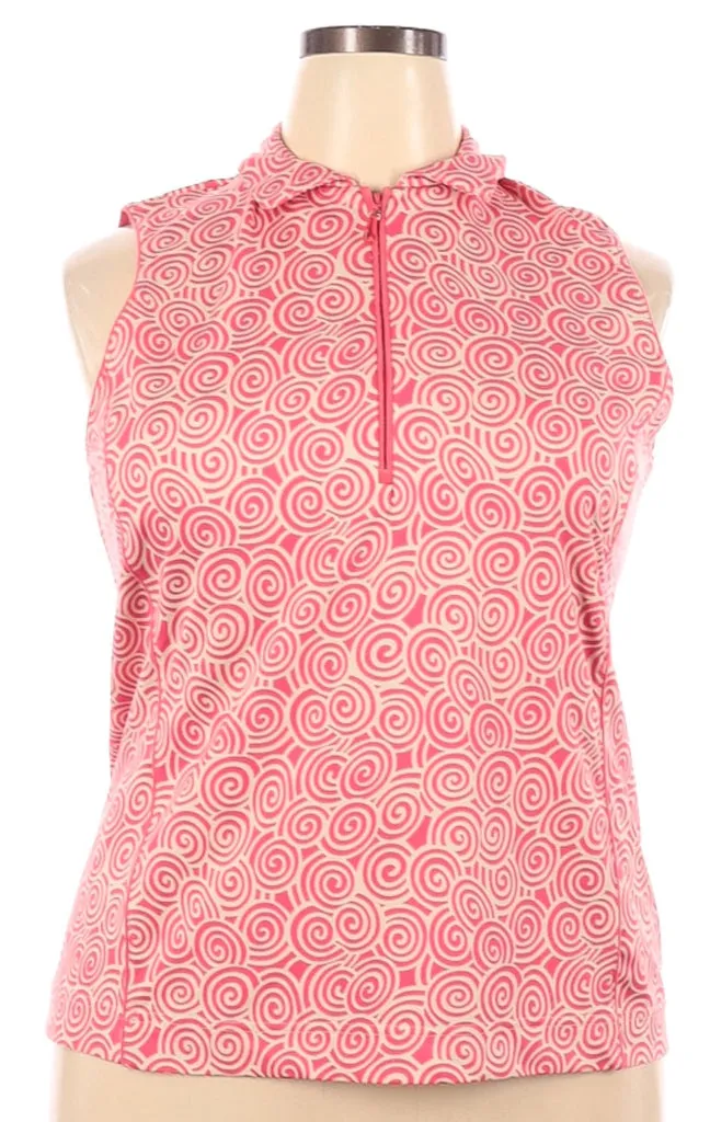 Sport Haley Coral & White Patterned Sleeveless Golf Polo Size XXL