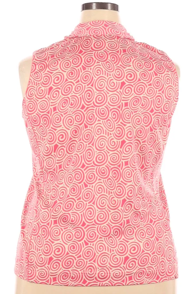 Sport Haley Coral & White Patterned Sleeveless Golf Polo Size XXL