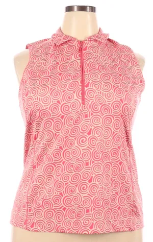 Sport Haley Coral & White Patterned Sleeveless Golf Polo Size XXL