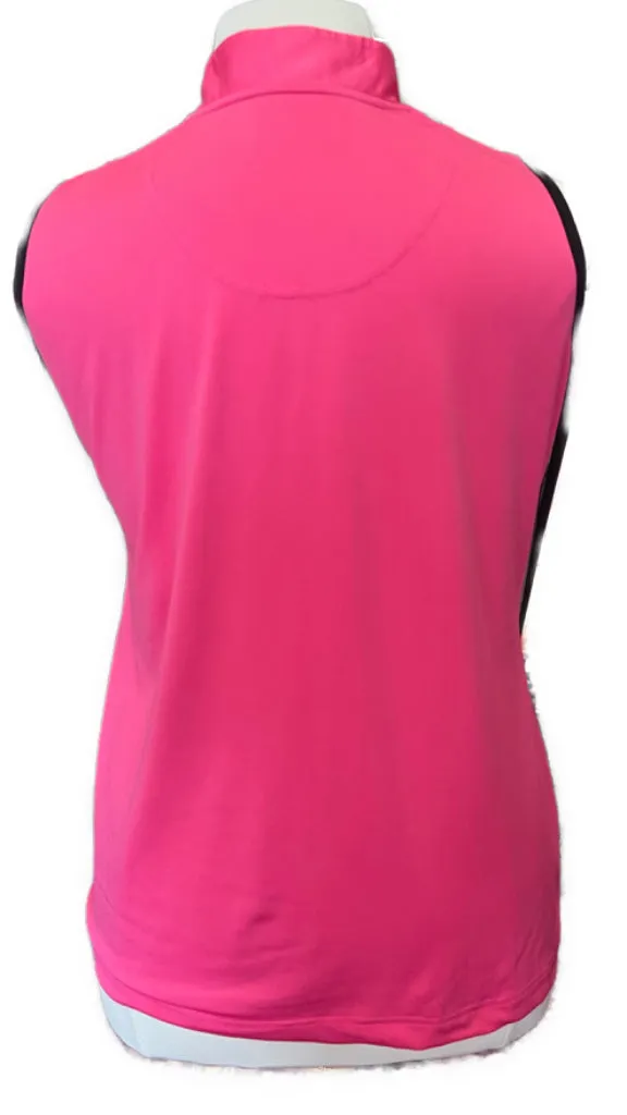Sport Haley Hot Pink Sleeveless Golf Top with Asymmetrical Zip Size XL MSP$79