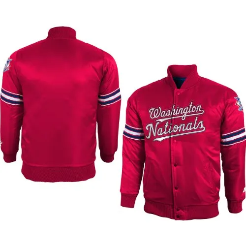Starter MLB Baseball Youth Washington Nationals Satin Varsity Jacket, Red