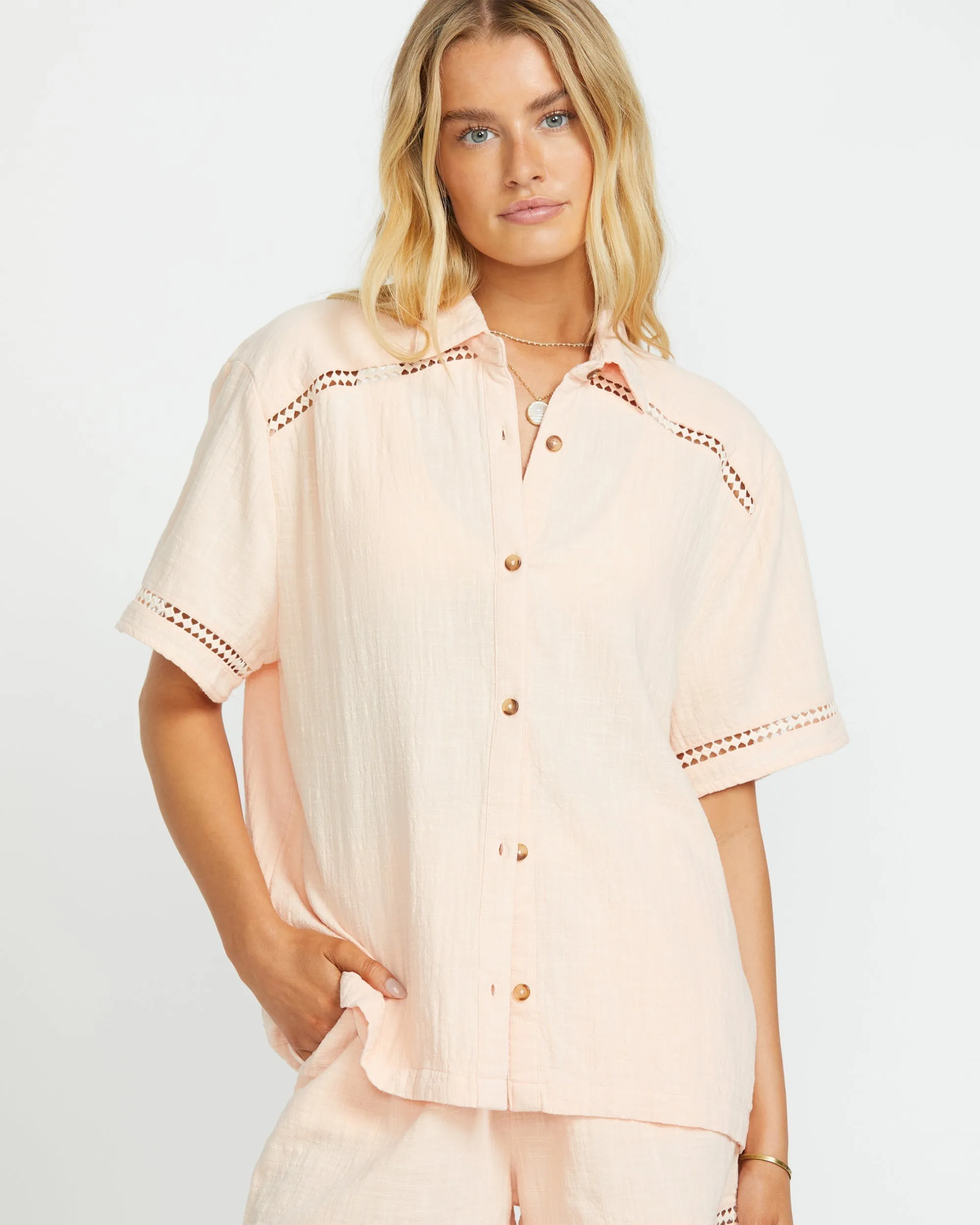 Summers End Short Sleeve Shirt - Soft Peach Billabong