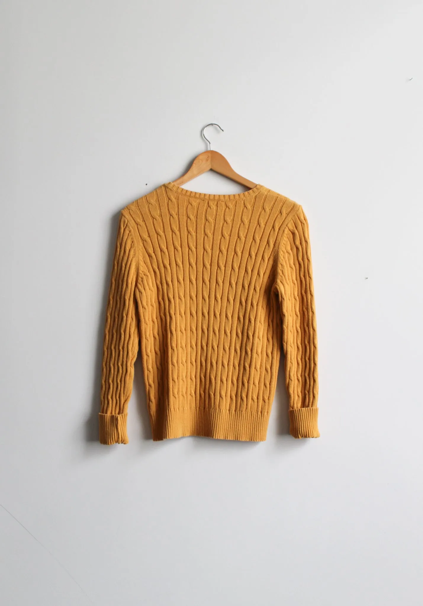 sunflower yellow cable knit summer cotton sweater 1919 Vintage