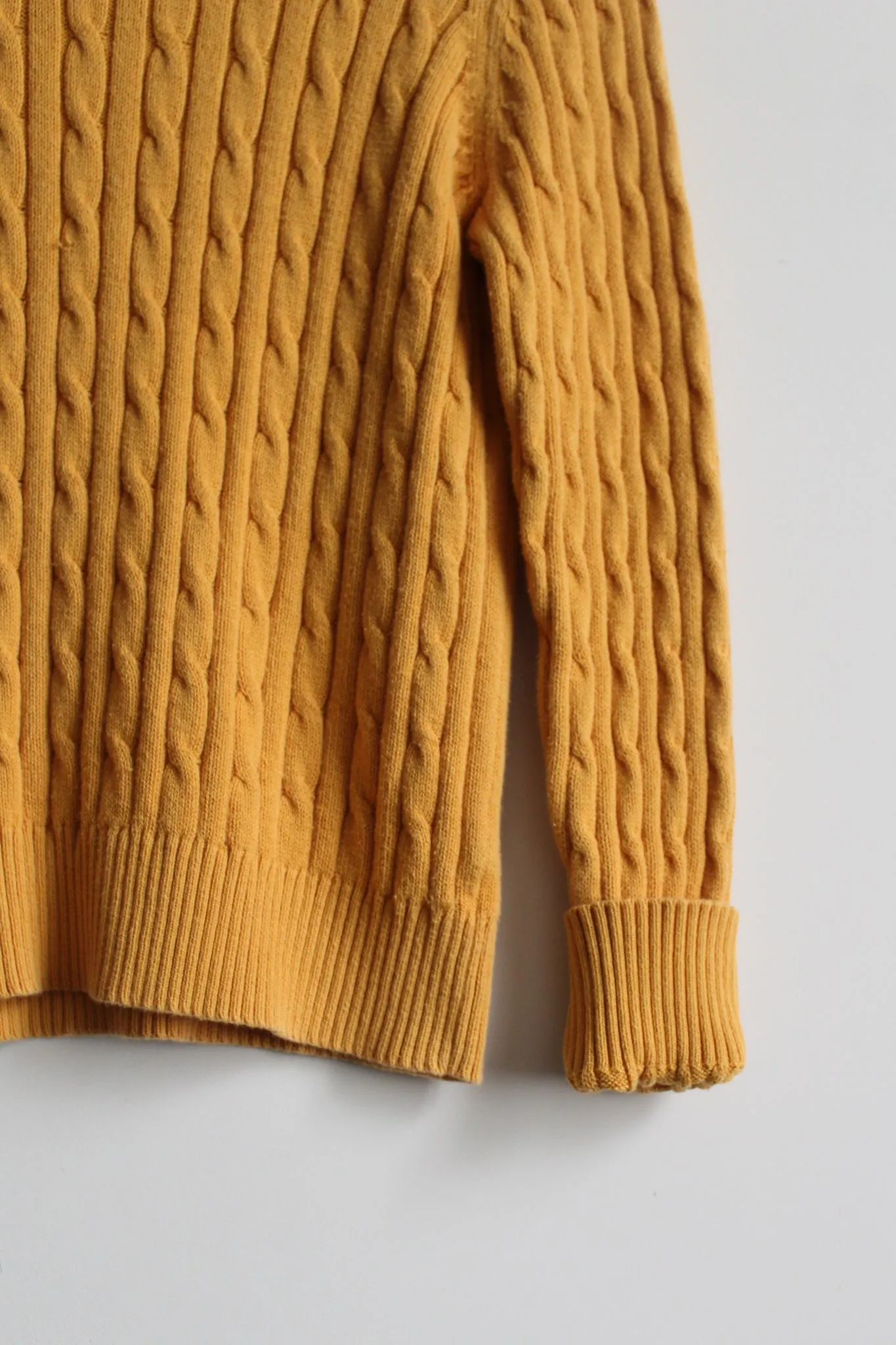 sunflower yellow cable knit summer cotton sweater 1919 Vintage