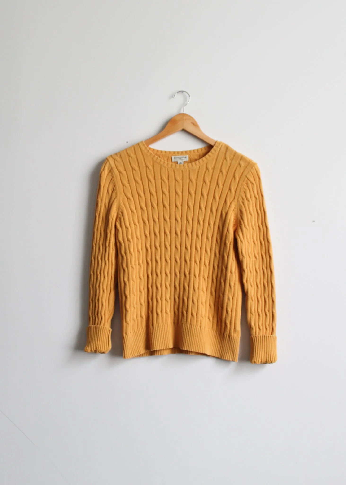 sunflower yellow cable knit summer cotton sweater 1919 Vintage
