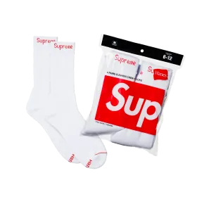 Supreme/Hanes Crew Socks (4 Pack) White