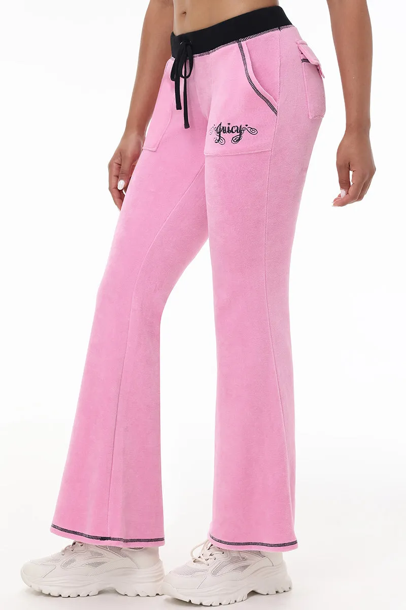 Sweetheart Cotton Velour Track Pants by Juicy Couture